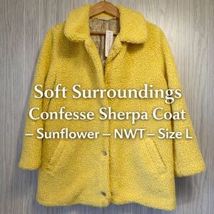 Soft Surroundings Confesse Sherpa Coat L Sunflower Yellow NWT